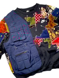 Image 7 of Re-worked One of Kind Batik Patchworks + Vest Nike Sweatshirt Size L 