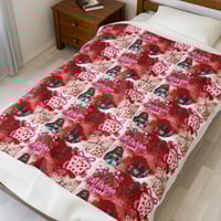 Image 3 of Valentine Collage Velveteen Plush Blanket | Heart Patterns, Romantic Photo Grid
