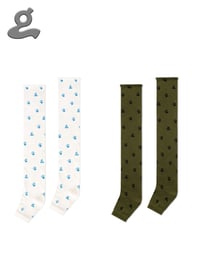 Image 4 of Olive Brown Paw-Print Stirrup Slouchy Wool Leg Warmers