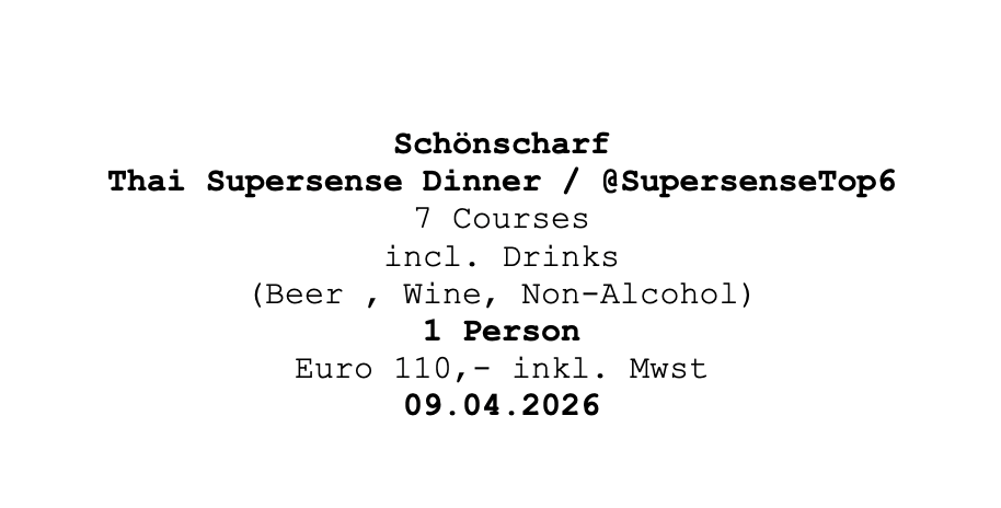 Image of Schönscharf Supersense Dinner 09.04.2026 @ Supersense Top 6