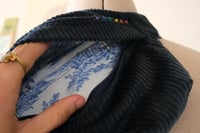 Image 3 of Banane velours côtelé rainbow - Bleu gris