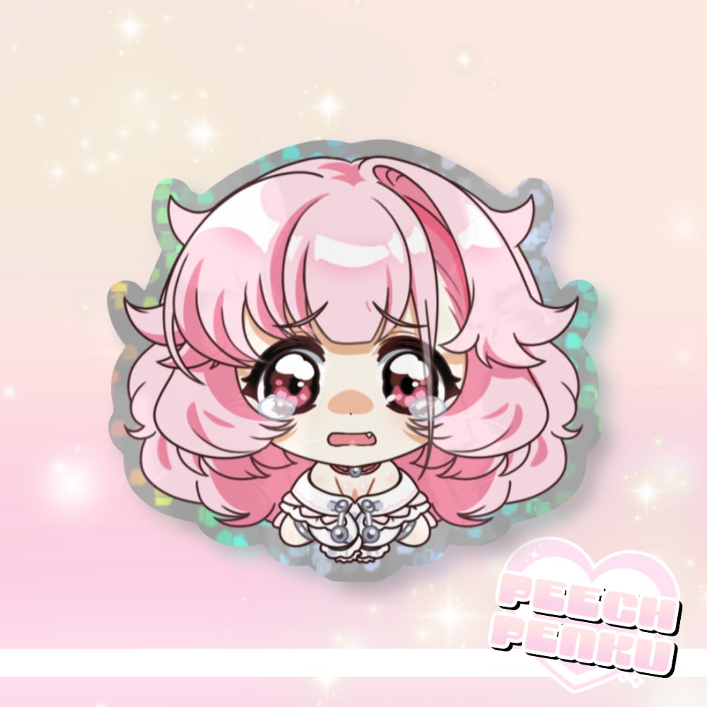 Image of 💧 Shuchi • Teary Chibi Glitter Sticker 💧