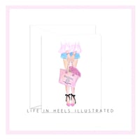 PINK SHOES BLACK BOWS CARD