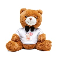Image 1 of Plush Teddy Bear with Printed T-Shirt – Cute Valentine Heart Design