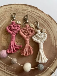 Image 1 of Handmade Macrame Heart Personalised Initial Keychain 