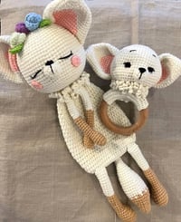 Image 1 of Crochet Fennec Fox Baby Set – Comfort Toy & Rattle