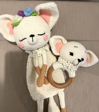 Image 2 of Crochet Fennec Fox Baby Set – Comfort Toy & Rattle
