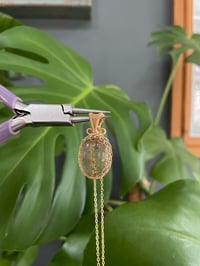 Image 3 of Gold Oval Garden Quartz Crystal Necklace