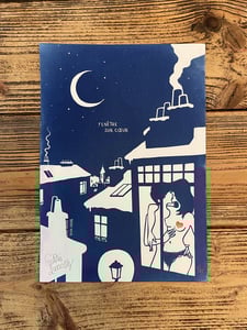 Image of "Fenêtre sur cœur" handmade cyanotype & linocut art print