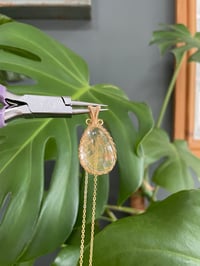 Image 1 of Gold Golden Rutile Teardrop Crystal Necklace