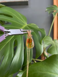 Image 4 of Gold Flower  Amber Teardrop Crystal Necklace