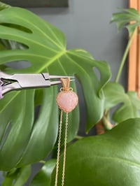 Image 2 of Gold Coral Jade Heart Crystal Necklace