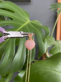 Image 3 of Gold Coral Jade Heart Crystal Necklace