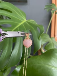 Image 4 of Gold Coral Jade Heart Crystal Necklace