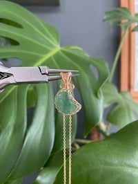 Image 2 of Gold Green Strawberry Quartz Moon Crystal Necklace