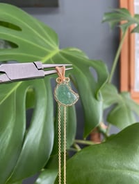 Image 3 of Gold Green Strawberry Quartz Moon Crystal Necklace