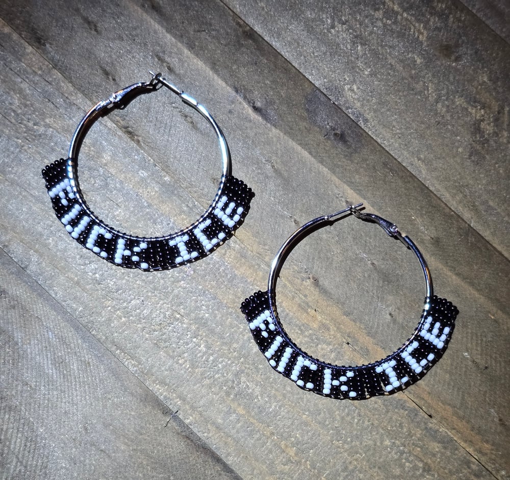 Image of F*CK ICE Beaded Hoop Earrings 