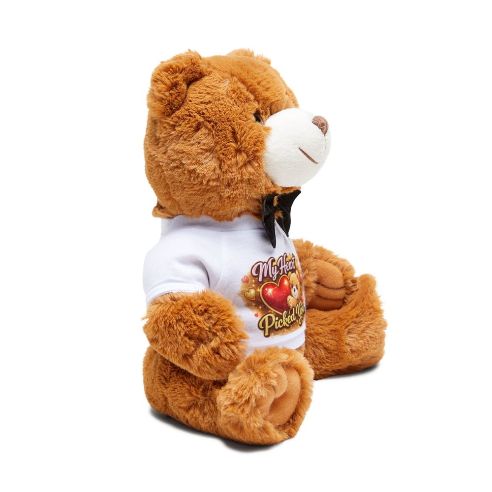 Image of Plush Teddy Bear with 'My Heart Picked You' T-Shirt — Romantic Valentine Gift