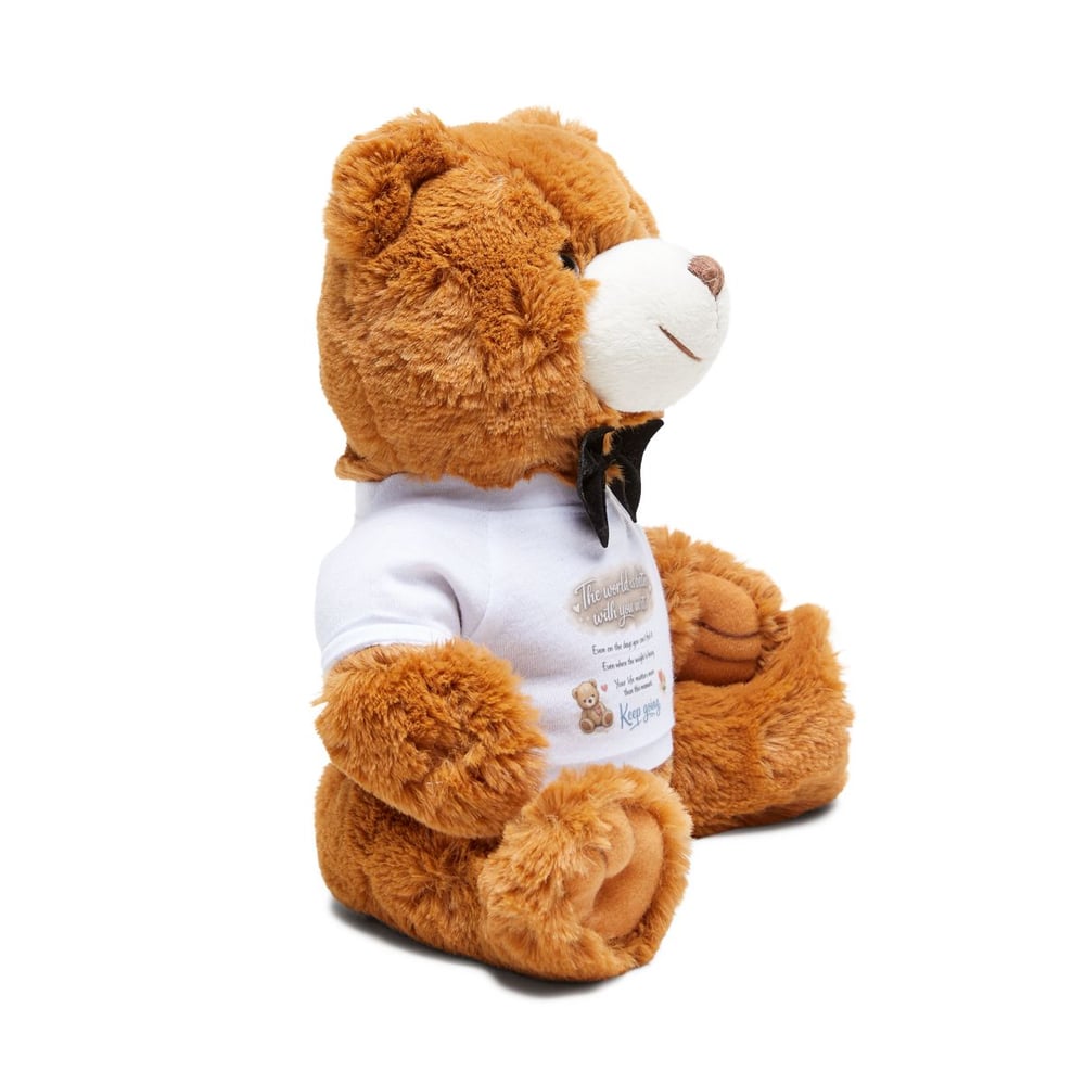 Image of Keep going Plush Teddy Bear with Personalized T‑Shirt — Cute Gift for Kids & New Parents