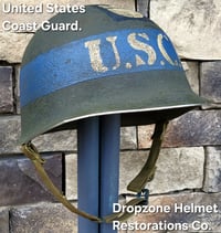Image 2 of  WWII United States Coast Guard USCG Helmet. M-1 Fixed bale Type Helmet. 