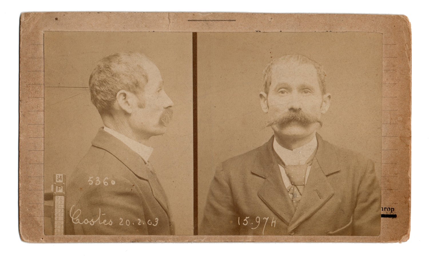 Image of Alphonse Bertillon: anthropometric portrait of Costes, Paris ca. 1903