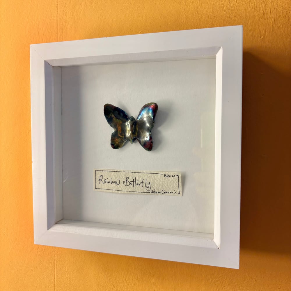 Image of Framed raku Butterfly