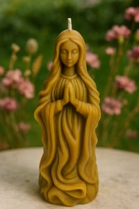 Virgin Mary beeswax candle 