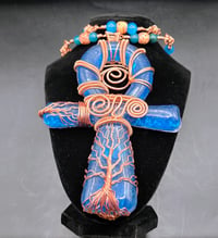 Image 5 of Custom Blue Apatite and Neodymium Magnets Ankh Pendant/Necklace with matching Bracelet 