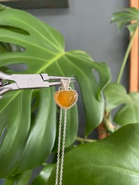 Image 2 of Silver Orange Agate Heart Crystal Necklace
