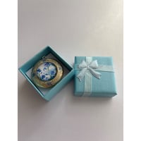 Image 5 of Forget-Me-Not Memorial Locket | Hand Painted Blue Flowers | Gold-tone, Circle, 25mm