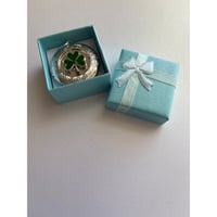 Image 6 of Vintage Shamrock Photo Locket | Green, Upcycled, Sustainable Jewelry | Engraving Option