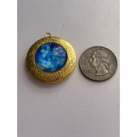 Image 1 of Forget-Me-Not Locket | Memorial, Mourning | Add a Photo of a Loved One