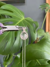 Image 2 of Silver Clear Quartz Sphere Crystal Necklace