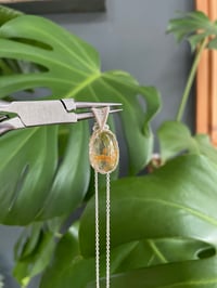 Image 1 of Silver Golden  Rutile Oval  Crystal Necklace