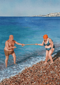 Image 1 of An old couple at the beach, A3