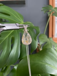 Image 1 of Silver Golden Rutile Teardrop Crystal Necklace