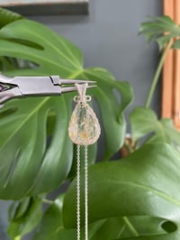Image 3 of Silver Golden Rutile Teardrop Crystal Necklace