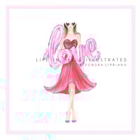 Image 1 of FASHION ILLUSTRATION ART PRINT:  PINK LOVES RED