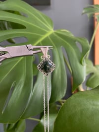 Image 1 of Silver Moss agate Diamond Crystal Necklace