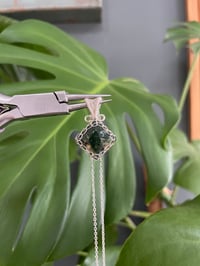Image 2 of Silver Moss agate Diamond Crystal Necklace