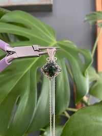 Image 3 of Silver Moss agate Diamond Crystal Necklace