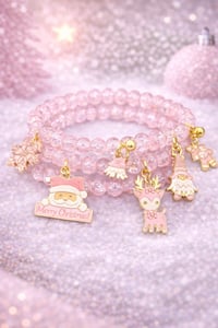 Image 2 of 3pc stacked Crystal Pink Christmas Bracelet