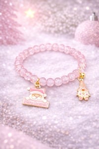 Image 5 of 3pc stacked Crystal Pink Christmas Bracelet
