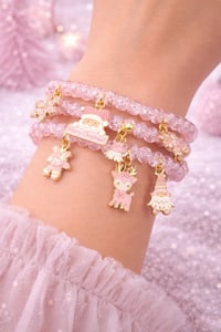 Image 1 of 3pc stacked Crystal Pink Christmas Bracelet