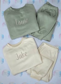 Image 1 of Personalised embroidery childrens loungewear sets 