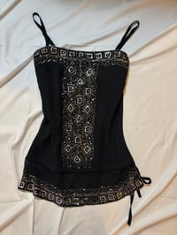 Image 2 of Y2K Simple Be black beaded cami top 1920s style 