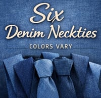 6 Denim Neckties pearls included
