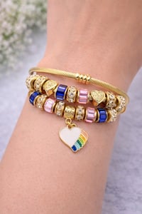 Image 3 of 2pc Heart & Harmony Gold Snake Charm Bracelet Stack