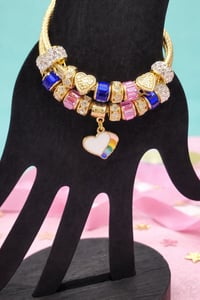 Image 2 of 2pc Heart & Harmony Gold Snake Charm Bracelet Stack