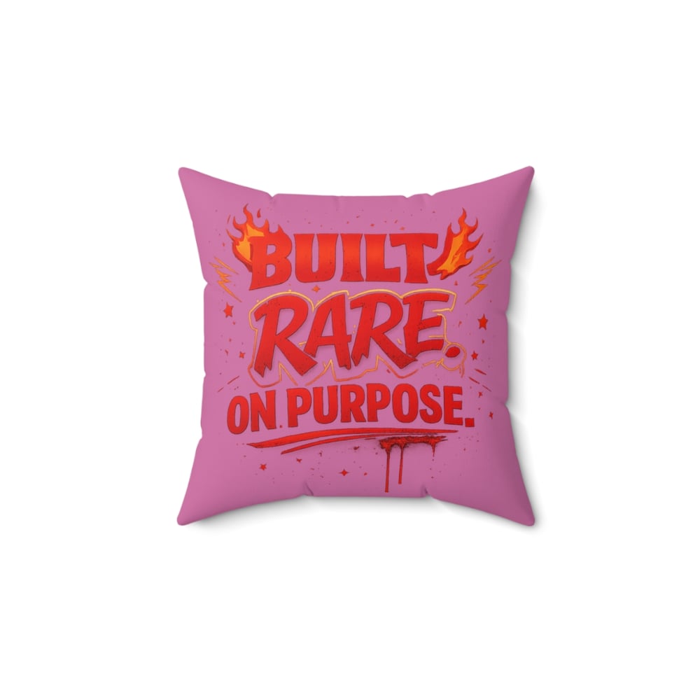 Image of Square Pillow — "Built Rare On Purpose" / "Rare Breed" Pink Decorative Throw Pillow